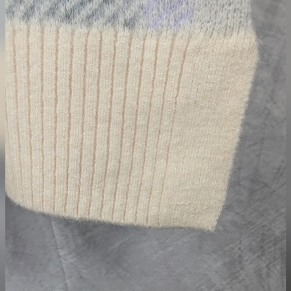 Loft Size Medium NWT Soft Sweater Cream Gray Lavender Loose Turtleneck - Picture 8 of 13